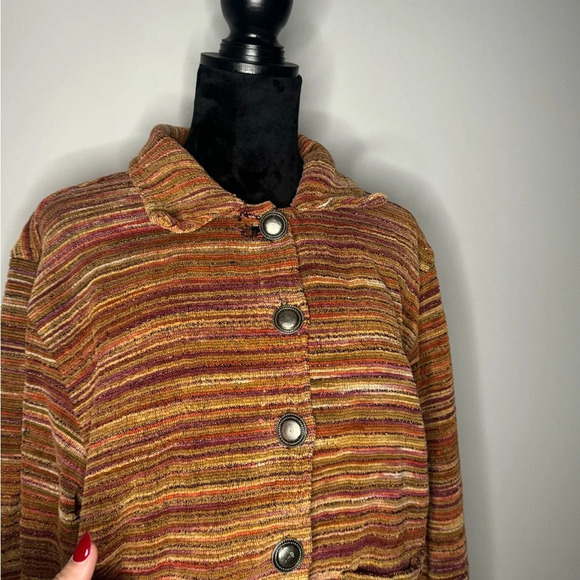 RARE FIND Vintage 90s Tantrums Textured Orange Southwestern Jacket Hippie Boho - Picture 11 of 15